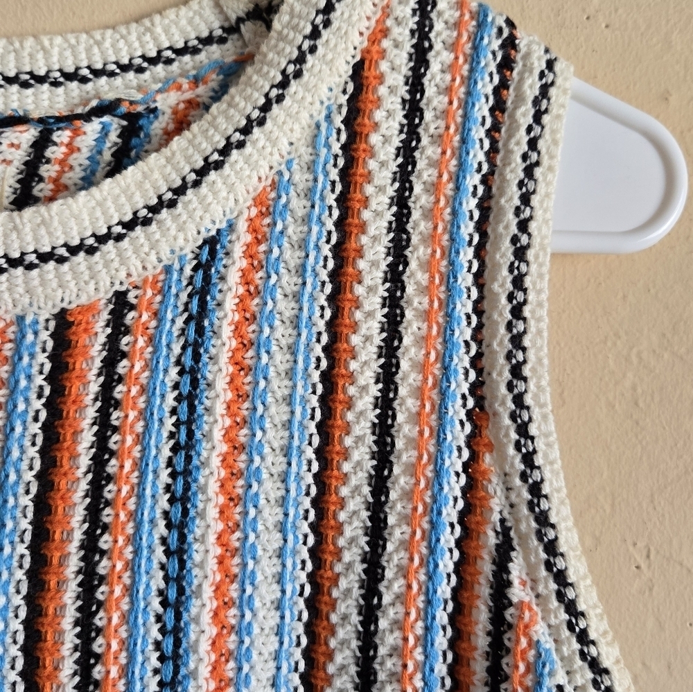 Lou & Grey For Loft Fringe Striped Multicolor Boho Style Tank Size Small - Picture 4 of 12
